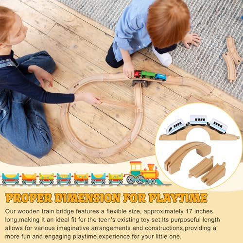 8 pcs wood train track expansion set wooden train bridges straight wooden train track accessories for most major toy train tracks railway