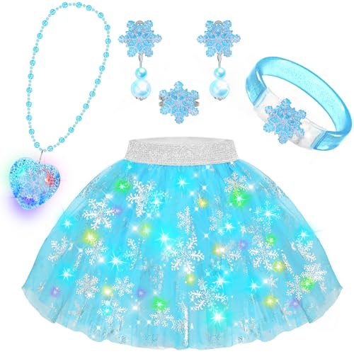 OHARLOBE Princess Dress Up for Girls 4-6, 6 PCS Light Up Toddler Dress Up Skirt, Toddler Toys for Ages 3-6, Kids Toys for 3 4 5 6 year old Girl Christmas Halloween Birthday Gift
