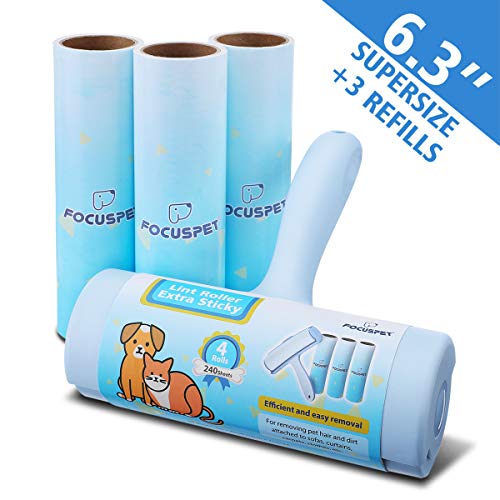 Focuspet Fusselrolle, Fusselbürste Tierhaare mit 4 Ersatzrolle Fusselroller Tierhaare Entfernung von Staub, Fussel und Haustierhaare Staubrolle für Möbel, Autositze, Kleidung & Teppich