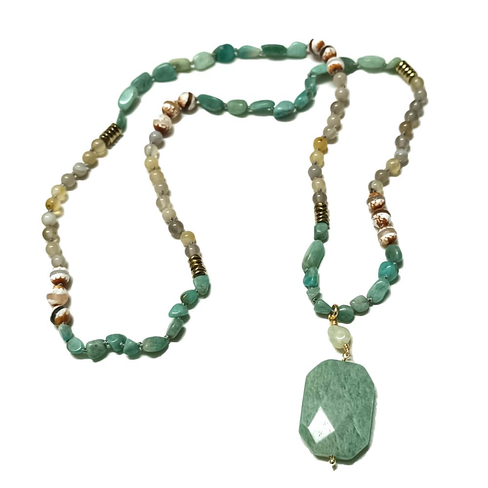 YomisaBoho Necklaces for Women/Men Trendy,32/35/36 Inch Natural Stone Beaded Long Pendant Necklaces for Womens,Handmade Bohemian Fashion Chakra Chunky Statement Charm Necklace Jewelry Gift