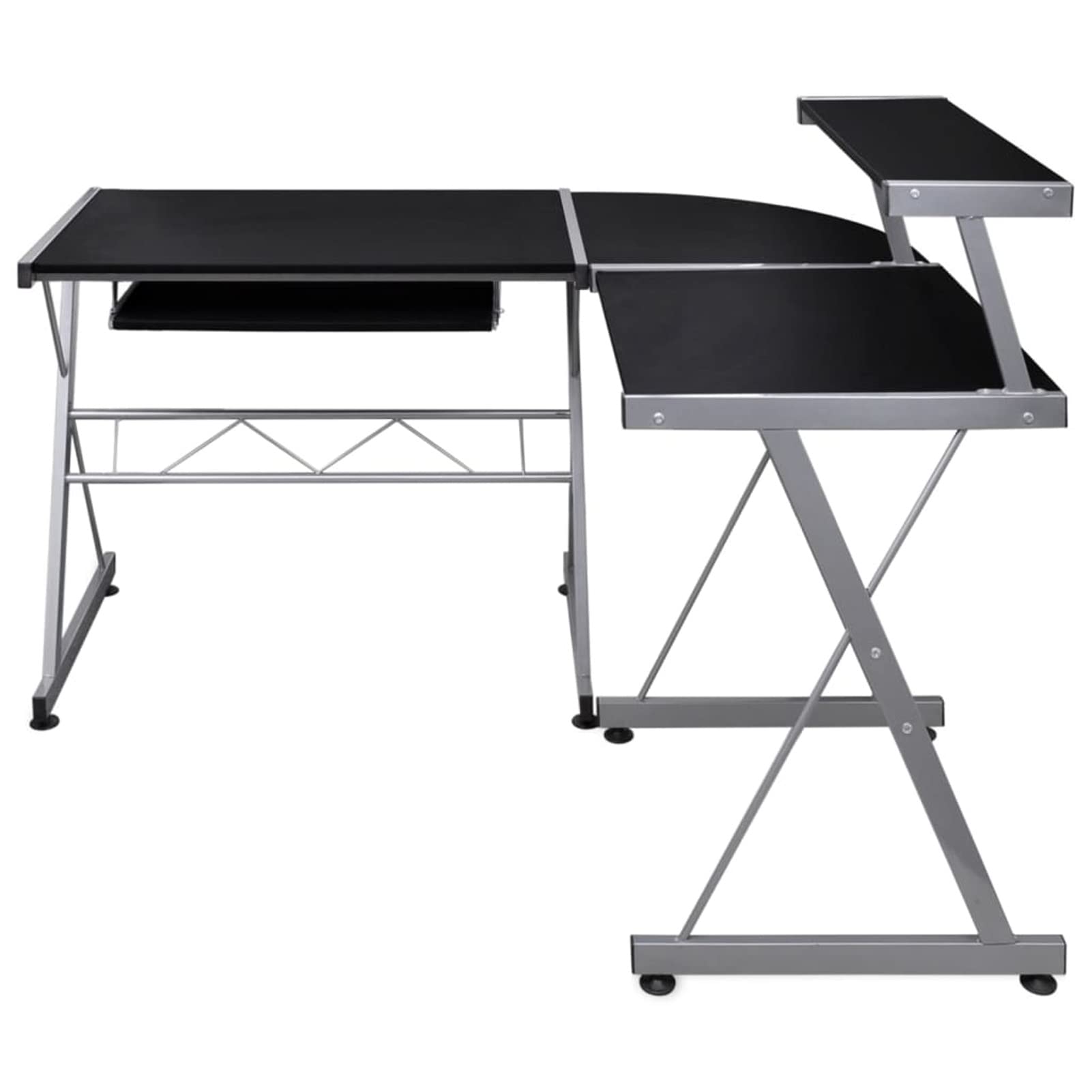 Bureau d'ordinateur d'angle noir, 132 x 112 x 99 cm, en bois, multicouche, bureau, bureau, bureau, bureau, bureau, bureau, bureau, bureau, bureau, bureau, bureau, bureau, mobilier studio