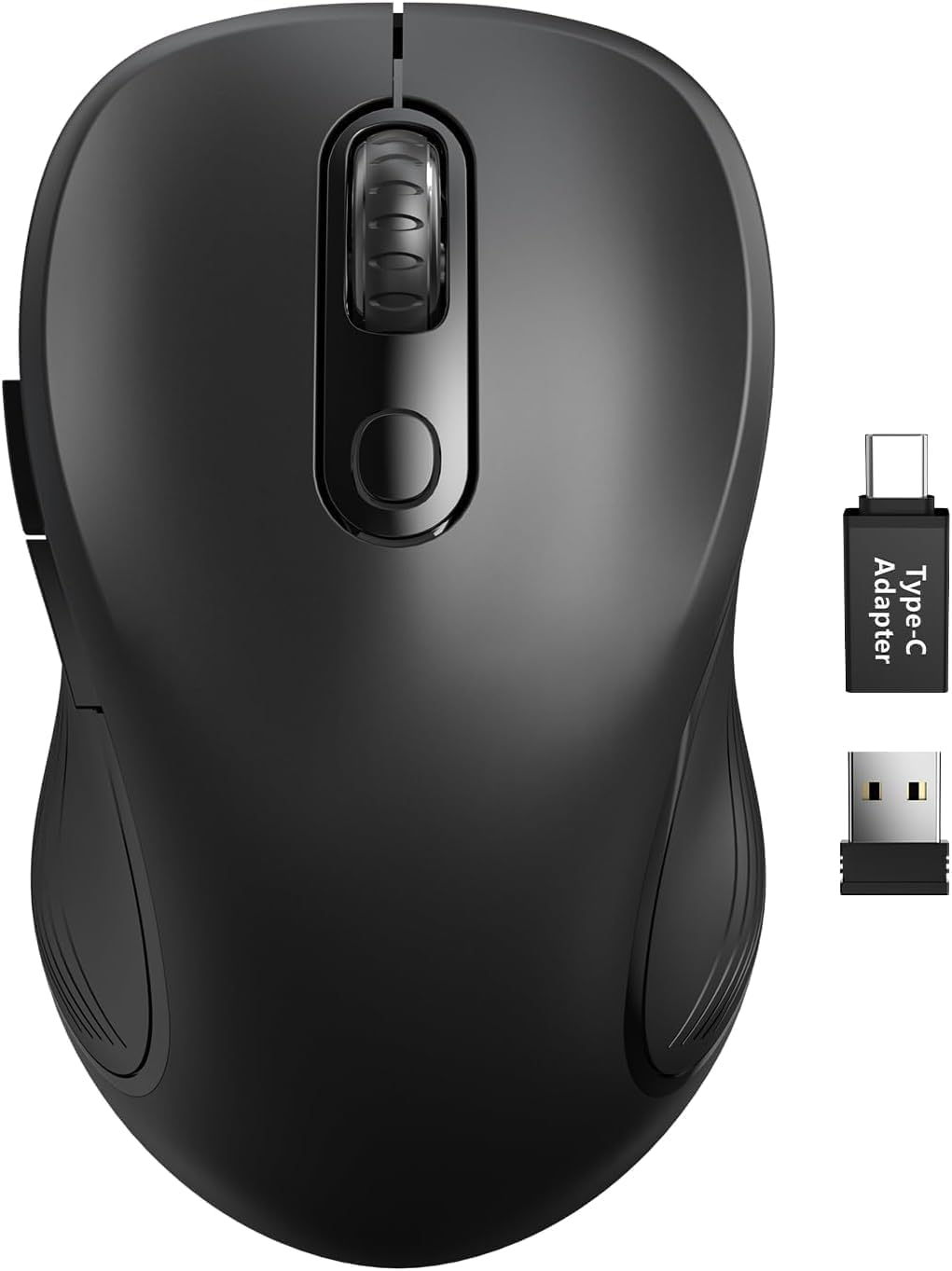 Trueque Wireless Mouse for Laptop, Ergonomic 6-Button Mouse, Black