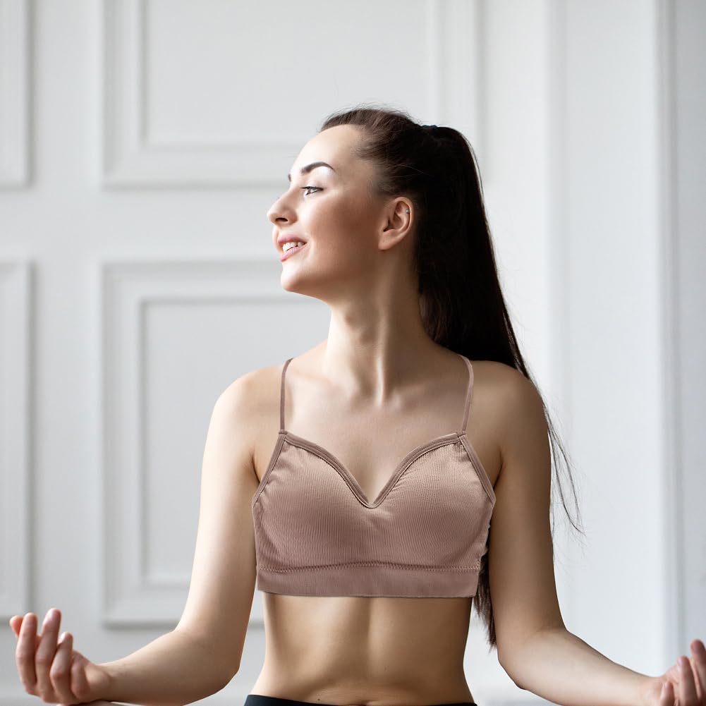 4PCS Women V Neck Padded Bralette Cami Bra Wireless Tank Top Bra Sports Bra with Straps Bralette for Women Girls - Image 5