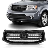 Partsflow Front Bumper Upper Grille Grill Assembly Gloss Black Compatible with 2012 2013 2014 2015 Honda Pilot HO1202108