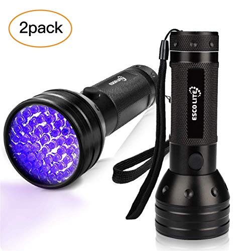 ESCO LITE 2 Pack UV Flashlight Black Light, 51 LED 395nm Ultraviolet Blacklight Detector for Dry Pet Urine and Bed Bug, Matching with Pet Odor Eliminator