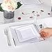 WDF 125pcs Silver Plastic Plates with Disposable Plastic Silverware-Silver Rim Square Plastic Dinnerware include 25 Dinner Plates,25 Salad Plates,25 Forks, 25 Knives, 25 Spoons