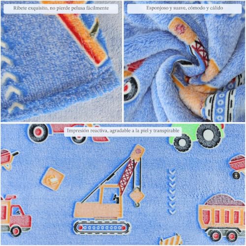Miniatura 4 de Manta Infantil Con Diseño De Coche De Dibujos Animados Que Brilla En La Oscuridad, 150 X 200 Cm, Grande, Cálida, Suave, Regalo Para Niños