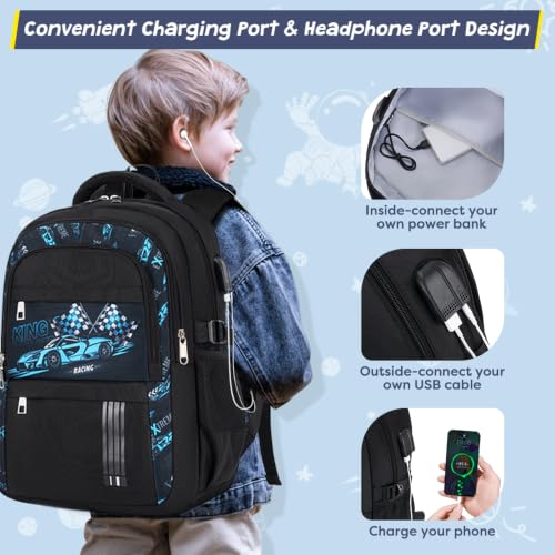 Image of ACESAK Race Car Backpack for Boys - Boy Backpack Schoolbag with Lunch Bag