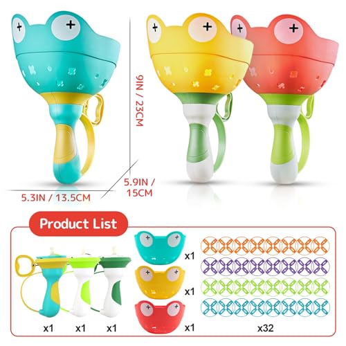 Outdoor Spielzeug Kinder Ab 4 5 6 7 8, Gartenspielzeug FüR Kinder Ab 4-8 Jahre, 2 Packs & 24 Discs Fliegende Untertasse Launcher Spielzeug,Propeller Spielzeug für Kinder ab 3 4 5 6 Jahren