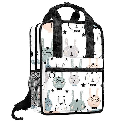Sac à dos pour garçons motif lapin multicolore avec bretelles réglables pour l'école