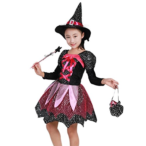 Clearance!!Kids Baby Halloween Costume Dress Clothes,Girls Party Dresses+Hat Outfit by WuyiMC (Black, 10-11T)