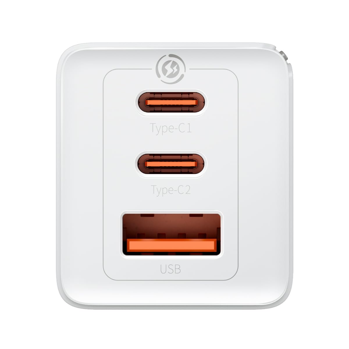 Baseus Travel Charger GaN5 Pro Fast Wall Charger, C+C+U, QC, AFC, PD 65W with Type-C to Type-C (100W) 1m, White EU (CCGP120202)