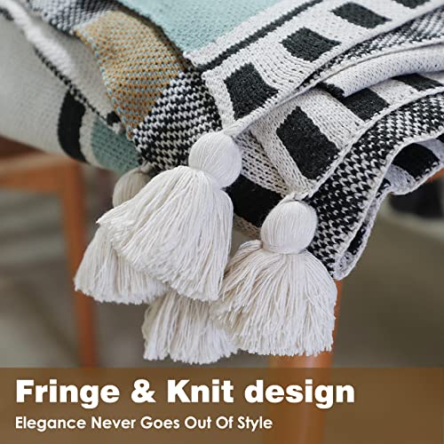 Ykall Boho Throw Blanket, Super Soft Warm Cozy Knit Blanket, Skin Friendly, Bohemian Throw Blanket With Tassel For Chair, Bed, Sofa, Couch - All Season (59 X 78 Inch) #TOP2