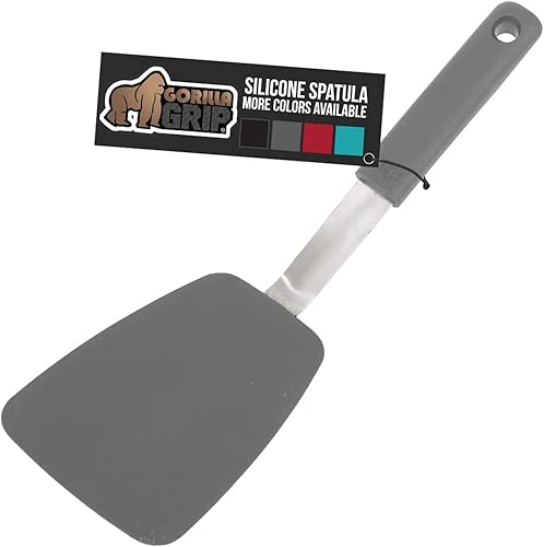Miniatura 13 de GORILLA GRIP Espátula de silicona flexible de grado alimenticio, paquete de 2, cabezal resistente al calor para sartén antiadherente, mango de goma