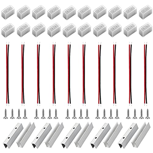 iNextStation Neon LED Light Strips Accessories Kit, 10 Mounting Clips, 10 Wires, 20 Flex End Caps, 20 Screws for 6x12mm Silicone Outdoor Neon Rope Lights, Bedroom, Gaming Room, Kitchen, Indoor Decor