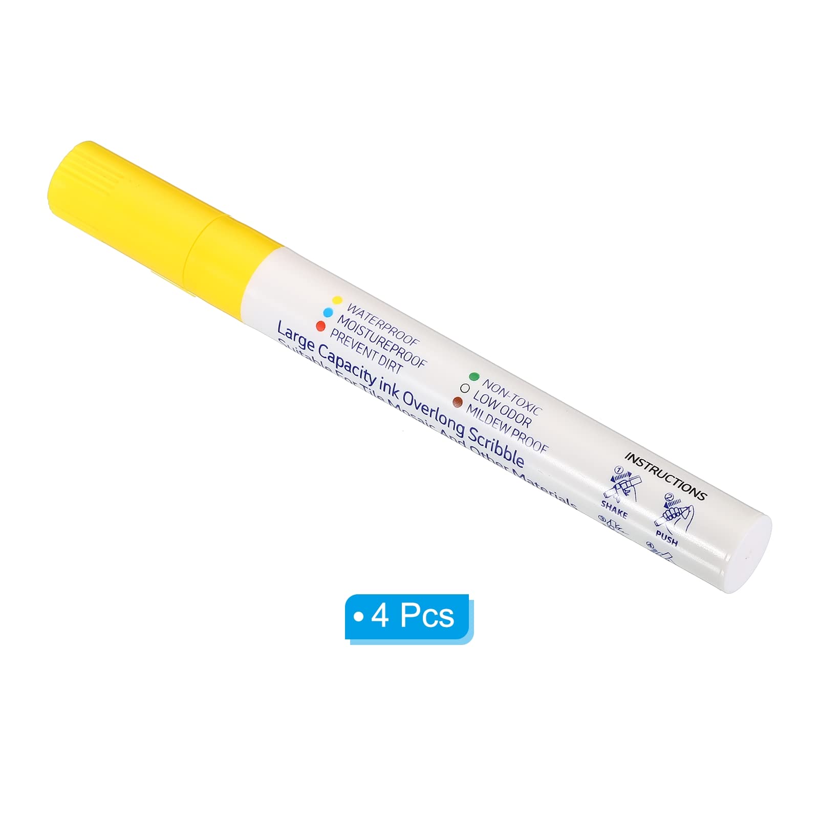 PATIKIL Lechada Bolígrafo, 4Pcs Rotulador Juntas Azulejos, Blanqueador de Juntas, Lápiz para Restaurar las Lechadas de Pared Piso Baños y Cocina, Amarillo