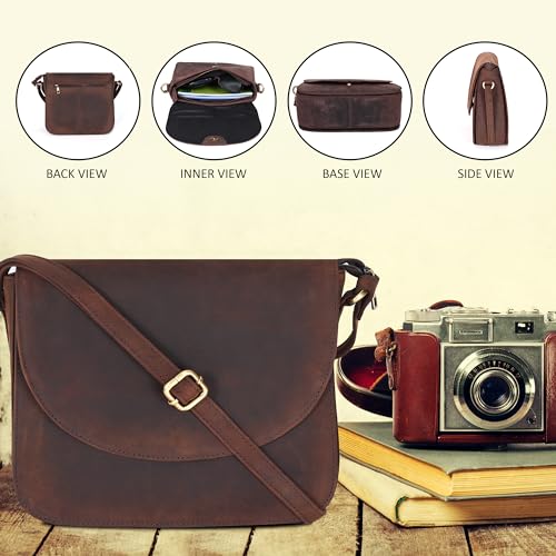 Image of Genuine Leather Shoulder Crossbody Purse For Women with Adjustable Strap, Mobile Pocket & Outside & Inside Zipper