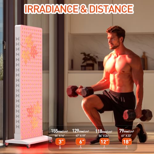 Image of Red Light Panel for Full Body 300LEDs Dual Chip | 630+660+810+830+850nm Red and Near Infrared Lamp Device with Timer & Mobile Stand