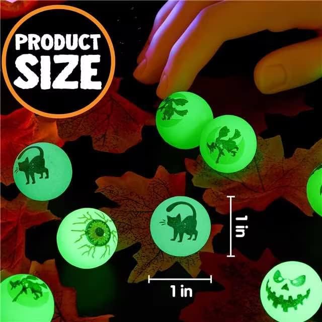 Glow Party Supplies 72 Glow In The Dark Halloween Bouncy Balls, 8 Halloween Designs - Eyeball Toy For Kids, Halloween Party Favor Supplies, School Classroom Game Rewards, Trick Or Treating Goodie-766231