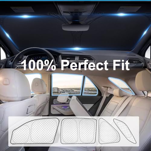 Image of KMF 10pcs Thicken Sun Shades for Mercedes Benz GLE 2020-2024 Accessories,Full Car Window Covers Sunshade for Windshield Side Rear, UV Block and Blackout Privacy for Car Camping Outdoor