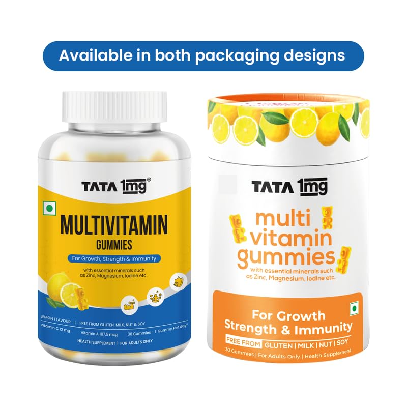 Image of Tata 1mg Multivitamin Gummies With Zinc, Magnesium and Folic Acid for Immunity & Energy (Pack of 30 Gummies, Lemon Flavour)