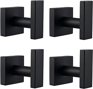 Angle Simple Matte Black Towel Hooks, SUS 304 Stainless Steel Bathroom W...