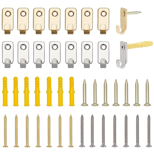 Image of CRASPIRE 20 Sets 2 Colors 304 Stainless Mini Wall Hooks Steel Hangers Garage Mounted Hat Robe Single Hanger Heavy Duty for Mirror Picture Frames Hanging Wire Keyhole House Decoration
