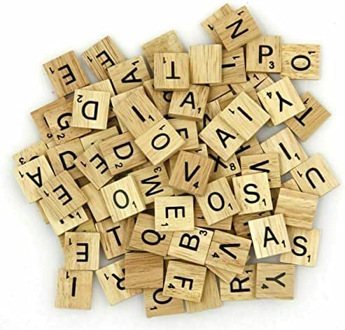 100Pc DIY Wooden Scrabble Tiles Letters Numbers Crafts Alphabets Educational Toy