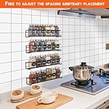 HOAENTSA Spice racks Organiser 4 Tier Metal Wall Mounted kitchen Spice shelf for Kitchen&inside cupboard Spice Jars and Condiments tidy Storage (Black) - Image 3