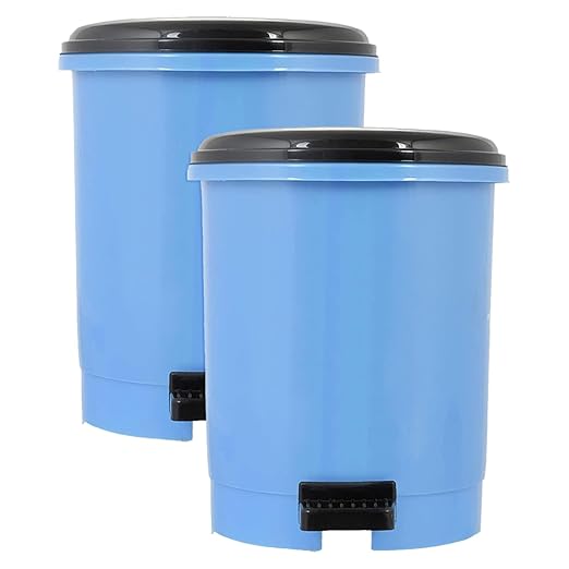 Kuber Industries Plastic Small Dustbin with Lid (Pack of 2) | 2.5 LTR | Step-On Dustbin for Home, Kitchen, Bathroom, Office, Table Top & Car| Blue