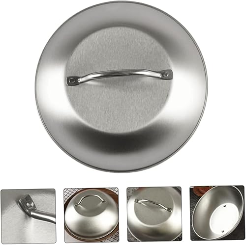 Miniatura 9 de YARDWE - Cubierta de comida a prueba de alimentos cubierta de placa de acero inoxidable microondas alimentos redondos al vapor salpicaduras de