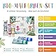 Miniwerk Naturfarbe 5er Set mit Schwammaufsatz - 5 Bio Malfarben aus natürlichen Rohstoffen, schadstofffrei wie Fingerfarbe - Baby Handabdruck Set, Fußabdruck Baby (Blau, Grün, Schwarz, Rot, Gelb)