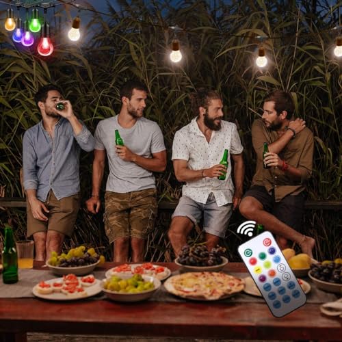 Auroraworld 144FT RGB Outdoor String Lights, Dimmable Color Changing Waterproof LED Patio Lights with Remote & E26 Shatterproof Edison Bulbs for Bistro Backyard Garden Party Decor by Auroraworld - Used condition - Image 7