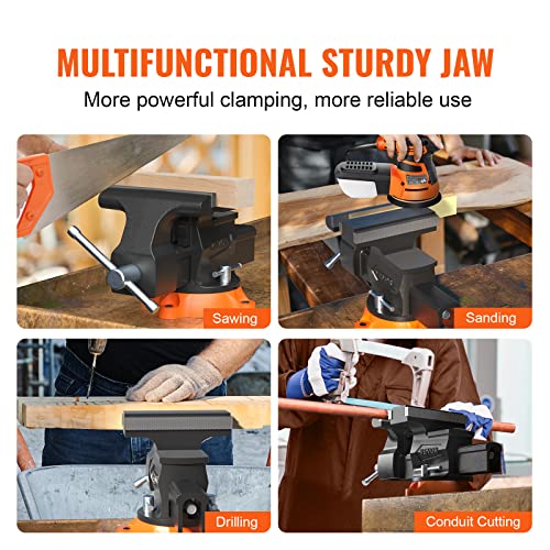 VEVOR Bench Vise, 6.5" Jaw Width 6.5" Forward &9.3" Reverse Opening, 360-Degree Swivel Locking Base Multipurpose Workbench with Anvil, Heavy Duty Ductile Iron with Bolts & Nuts, for Drilling, Pipe Cut 6 VEVOR Bench Vise, 6.5" Jaw Width 6.5" Forward &9.3" Reverse Opening, 360-Degree Swivel Locking Base Multipurpose Workbench with Anvil, Heavy Duty Ductile Iron with Bolts & Nuts, for Drilling, Pipe Cut - Image 6