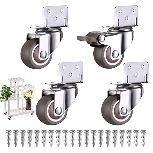 4 Ruedas Giratorias Ruedas Para Muebles Ruedas en Forma de L Ruedas con Tornillos Placa de Montaje en L de 25 mm 2 con Freno y 2 sin Freno para Muebles Mesa Carro Cuna Ruedas Gabinete de Cocina Cover
