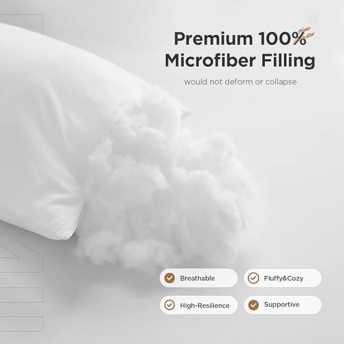 Miniatura 3 de Acanva - Relleno para almohada, hipoalergénico, suave, color blanco.