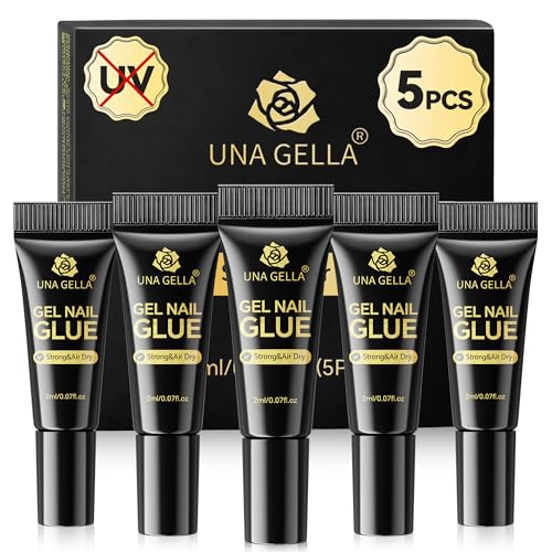 UNA GELLA Super Strong Nail Glue 2ml x 5Pcs for Press On Nails, N...