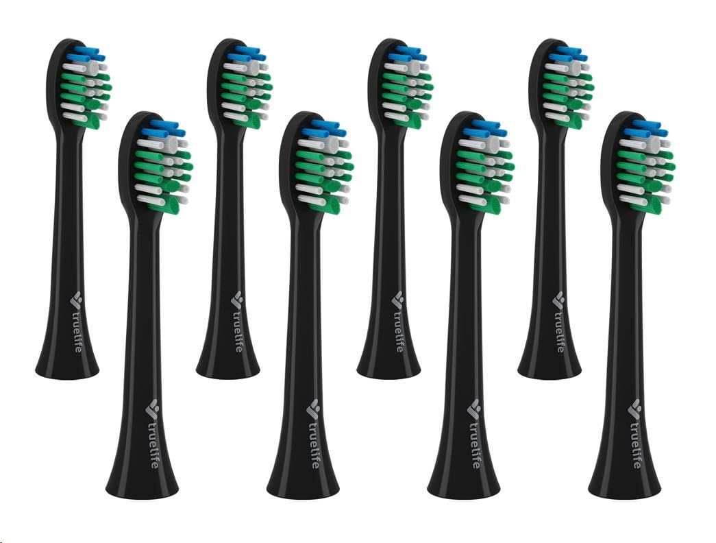 TrueLife SonicBrush Compact Series Heads Standard Black 8 Pack, Replacement Heads are Specially Designed for Precise Teeth Cleaning