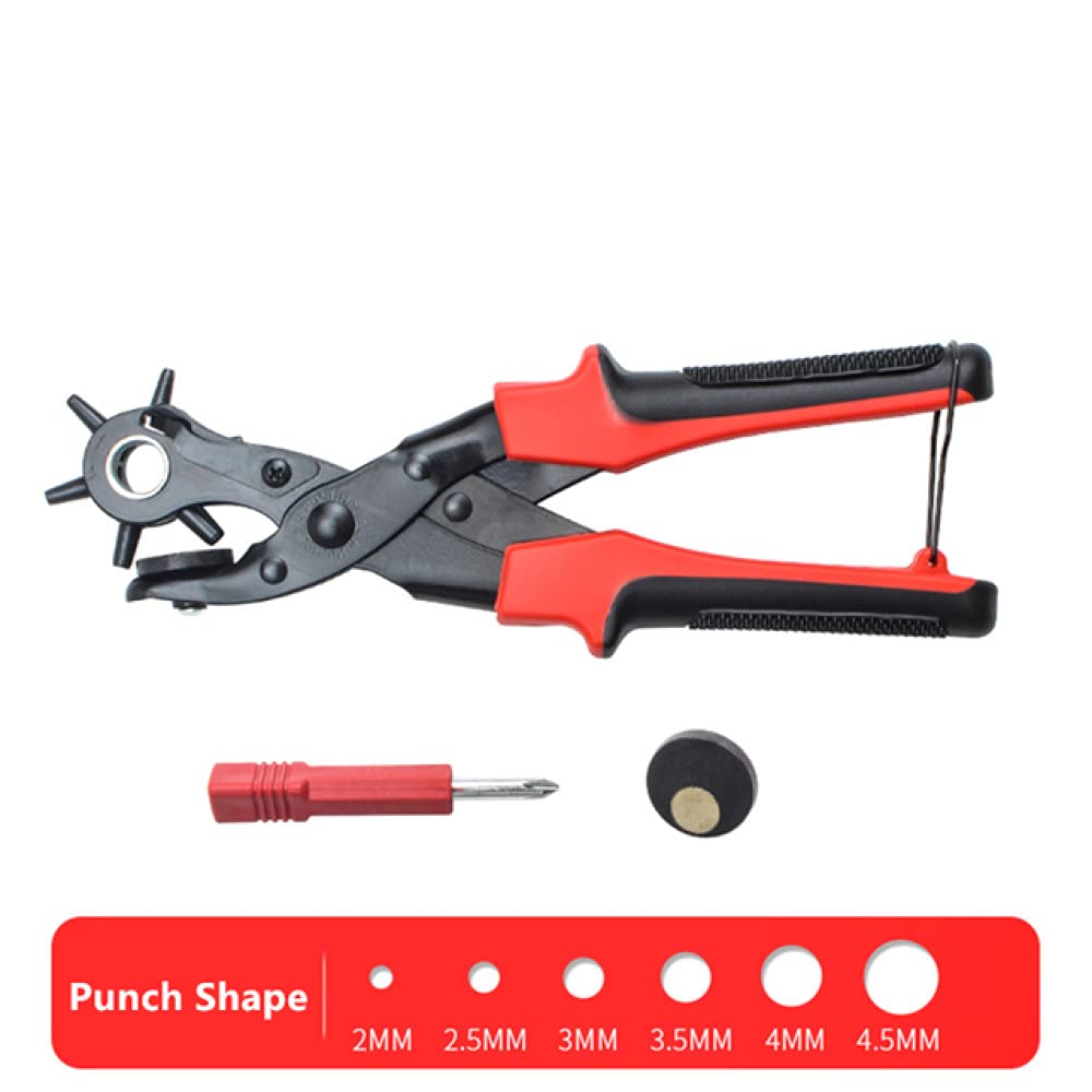 Stanzdrehendes Leder Stanzzange Stanzloch Werkzeug Puncher für Gürtel Sattelarmbänder Armband Schuh Stoff Papier, 6 rundes Loch