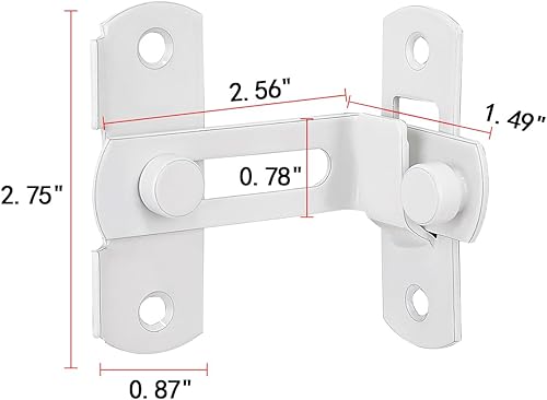 Miniatura 2 de 3 paquetes de pestillos blancos abatibles de 90, cierres de puerta de ángulo recto premium para puertas correderas de granero, puertas francesas,