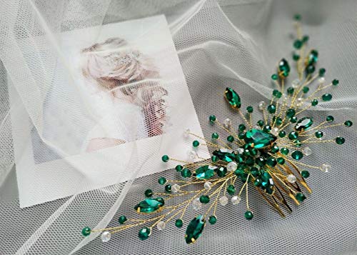 Peine Kercisbeauty Boho Crystal Verde para Boda miniatura 6