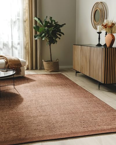 benuta Tapis en laine pure Rocco - Marron 120 x 170 cm - Tissé à la main - Rectangulaire et style : laine, uni, bohème, hygge et cozy, minimaliste - Facile...