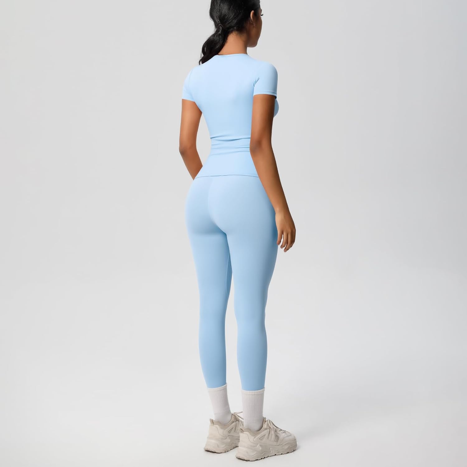 Women’s 2 Piece Workout Set – Athletic T-Shirt & High Waist Leggings – Activewear for Gym, Running & Yoga - Image 5