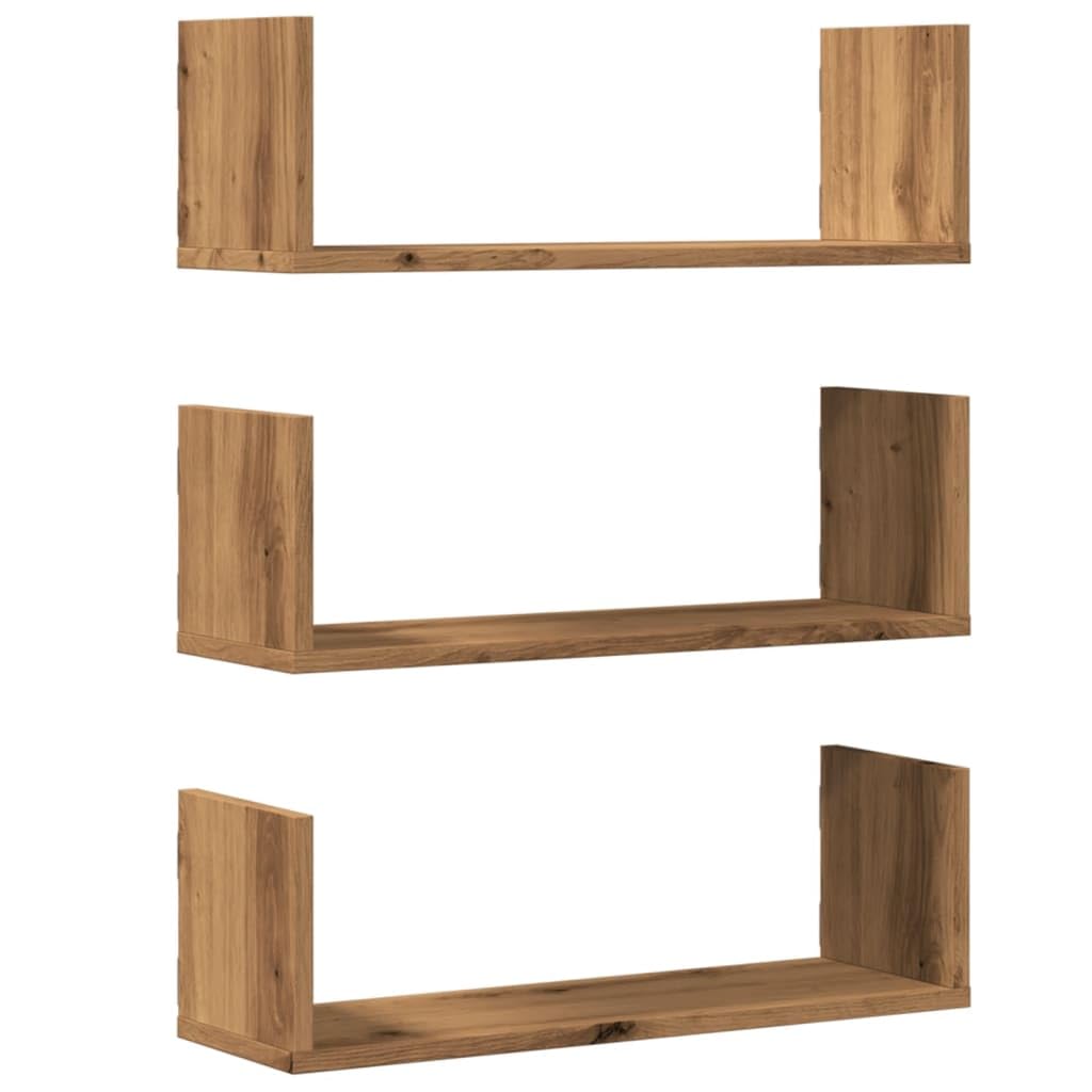 Étagères murales chêne artisanal bois d'ingénierie vidaXL 3 pcs