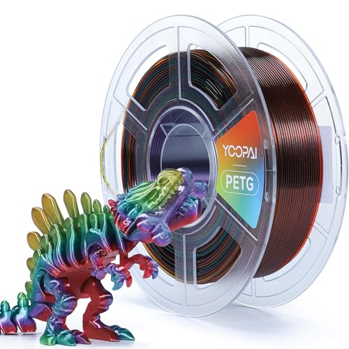 YOOPAI PETG Filament 1.75mm Multicolor Smooth Color Transitions Consistent Printing 1KG (2.2lbs) 3D Printer Filament PETG Crystal Rainbow Gradient