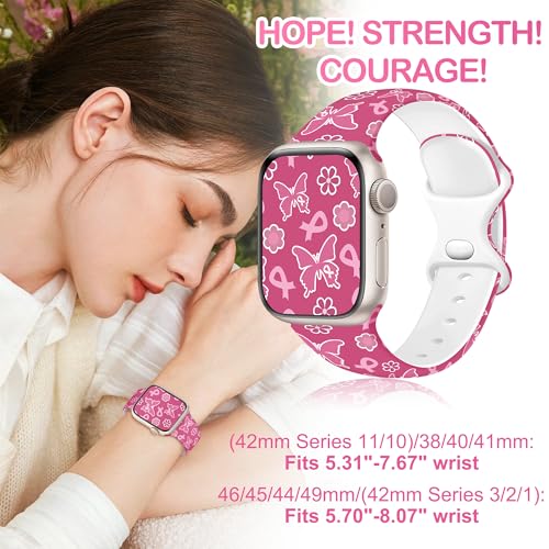 Image of wipalor Breast Cancer Watch Band for Apple Watch Bands for Women (42mm Series 11 /10) 41mm 40mm 38mm, Breast Cancer Awareness Pink Ribbon iWatch Bands for Apple Watch Series 11 10 SE 9 8 7 6 5 4 3 2 1