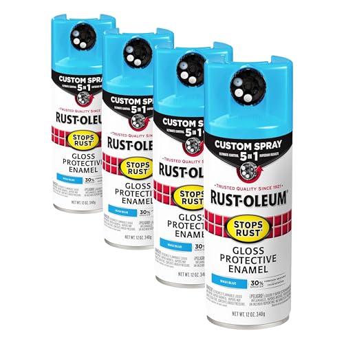 Image of Rust-Oleum 376907 Stops Rust Custom Spray 5-in-1 Spray Paint, 12 oz, Gloss Maui Blue (Pack of 4)