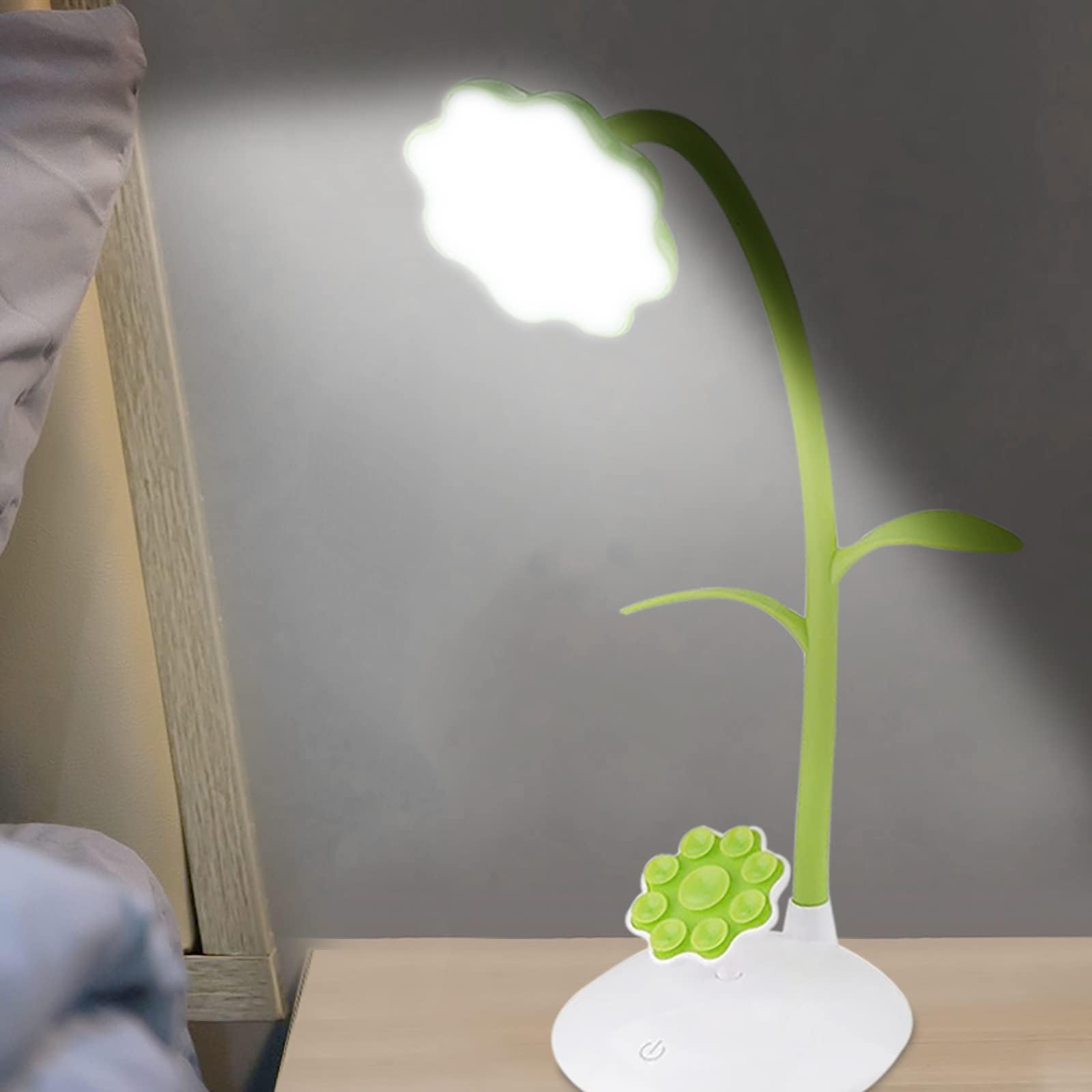 Kids Lamp, Dimmable Small Desk Lamp with USB Charging Port and Phone Holder,Cute Flexible Rechargeable Desk Lamp for Kids Studying(Green)