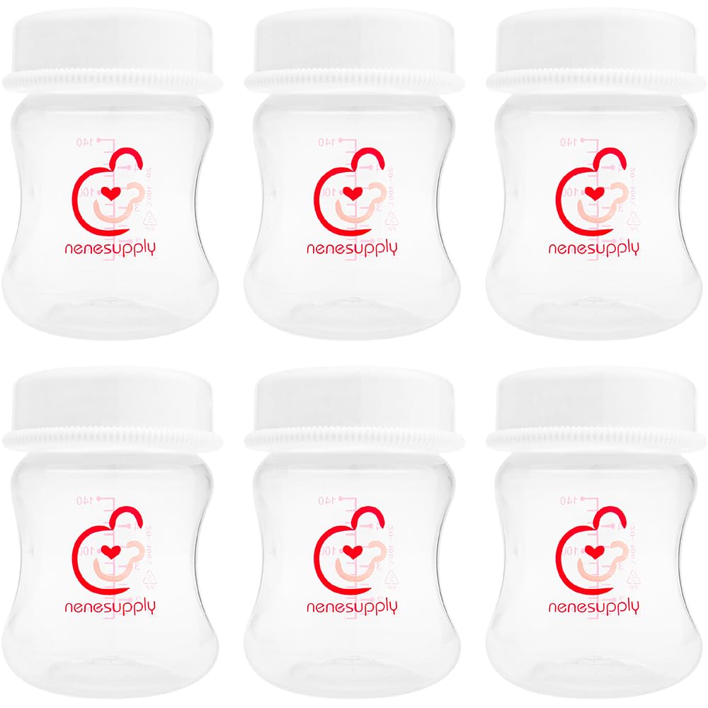 Nenesupply 4.7oz 6pc Wide Neck Breastmilk Storage Bottles Breast Pump Bottles Use on Pumping with Spectra S1 S2 Synergy Gold Breast Pumps Collection