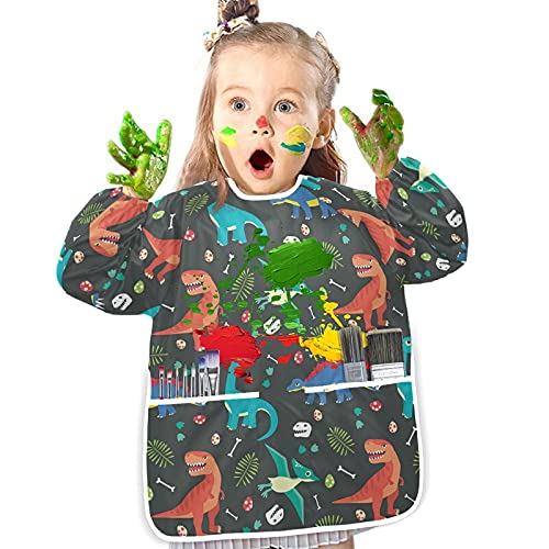 Xigua Dinosaur Kids Art Smock impermeabile per